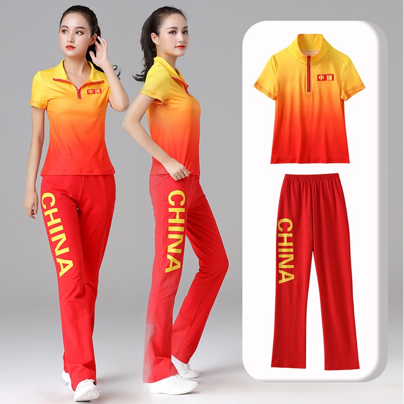 2107中国款套装曳步舞休闲团体演出服广场舞蹈服运动套装