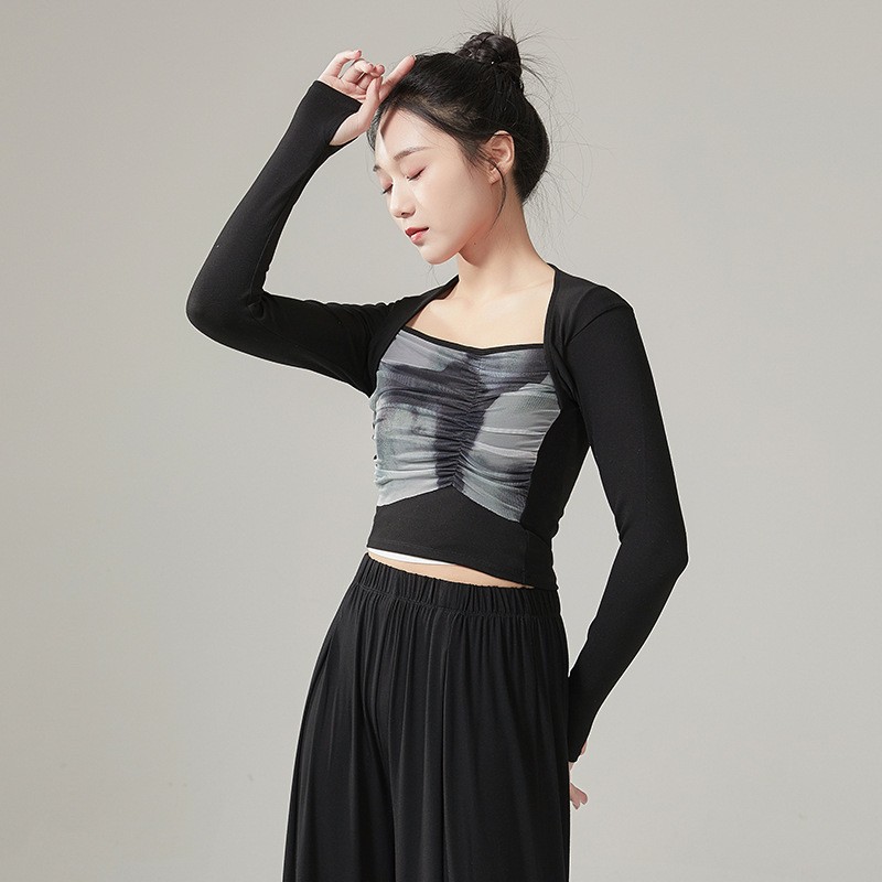 现代舞成人长袖上衣舞蹈服春秋2024古典舞练功形体服女