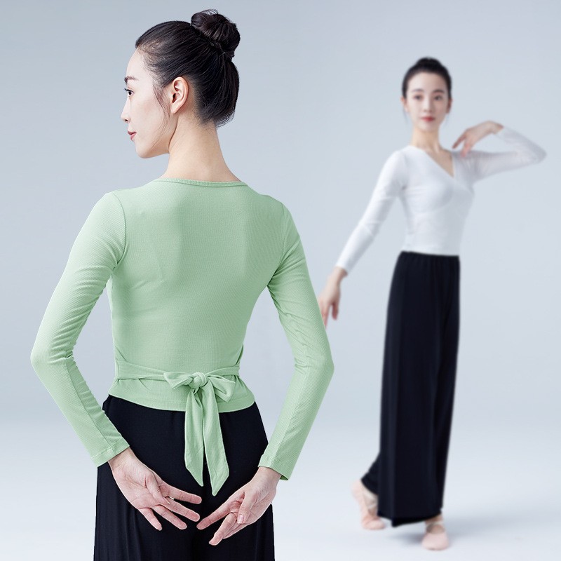 芭蕾舞蹈上衣成人女现代古典身韵针织绑带形体服中国舞练功服上衣