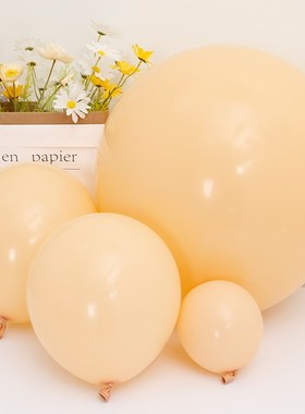 10寸12寸彤萱复古杏色沙白色可可色圆形气球布置生日装饰加厚汽球
