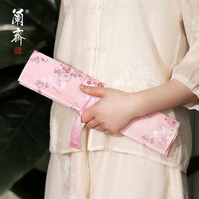 文房四宝多功能便携收纳袋笔袋精美手工笔帘写生文具袋高颜值大容