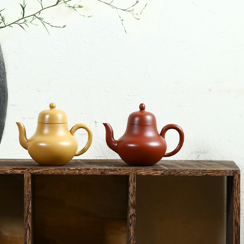 宜兴原矿紫砂朱泥段泥小容量号功夫茶具家用泡茶潮汕喝茶壶110cc
