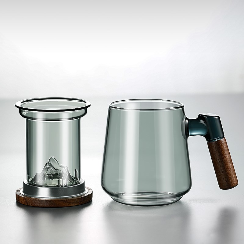 耐热泡茶杯茶水分离过滤花茶杯办公室喝茶杯子男个人专用玻璃水杯