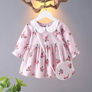 女宝宝长袖连衣裙春秋婴儿公主裙纯棉0-1-2-3岁儿童女童裙子春装4