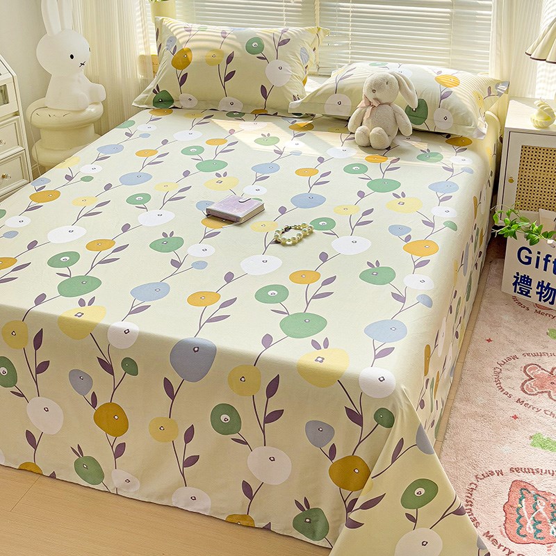 100全棉纯棉床单件单人双人夏季被单a类三件套可定制尺寸大小清新