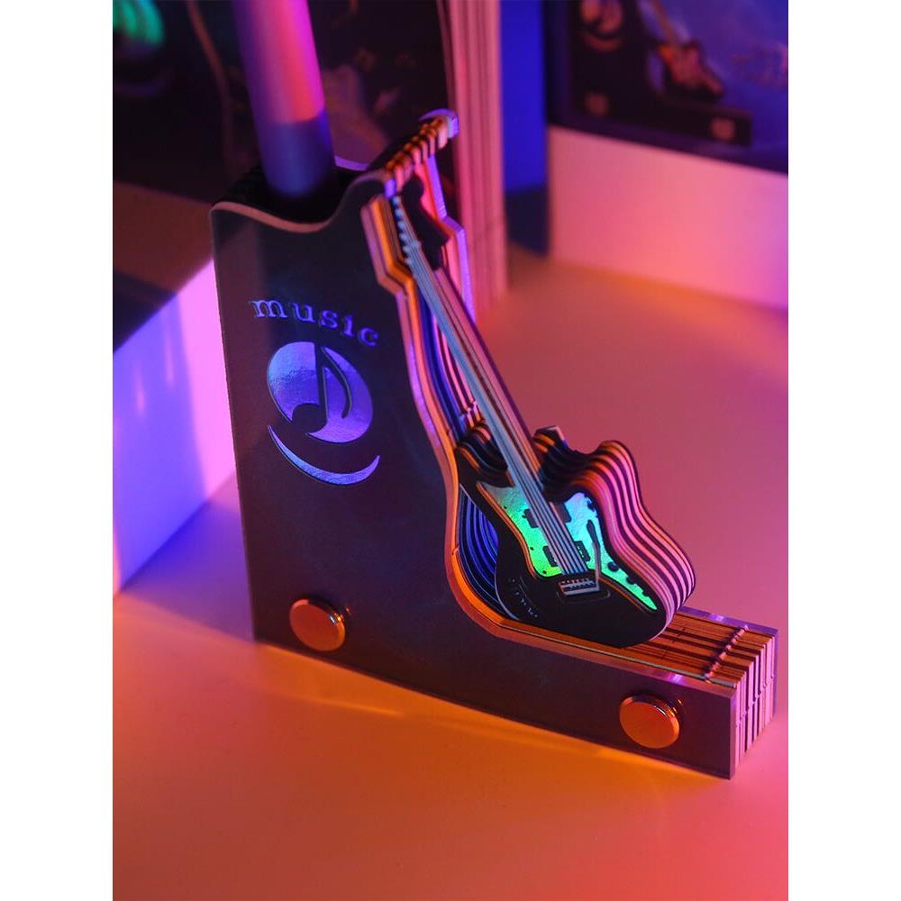 3D立体纸雕便签电吉他高颜值笔筒文具创意新潮摆件送男女生日礼物