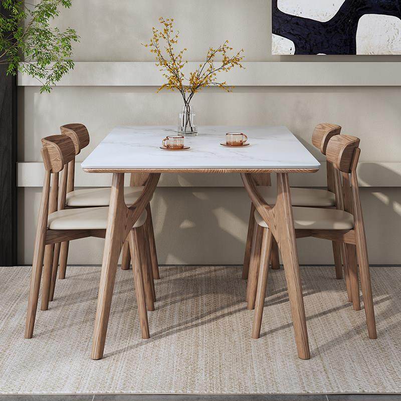 岩板餐桌轻奢现代简约白蜡木实木加厚桌面意式极简飞鸟长方形饭桌,住宅家具,岩板餐桌,淘宝优惠券,粉丝福利购,淘宝优惠卷