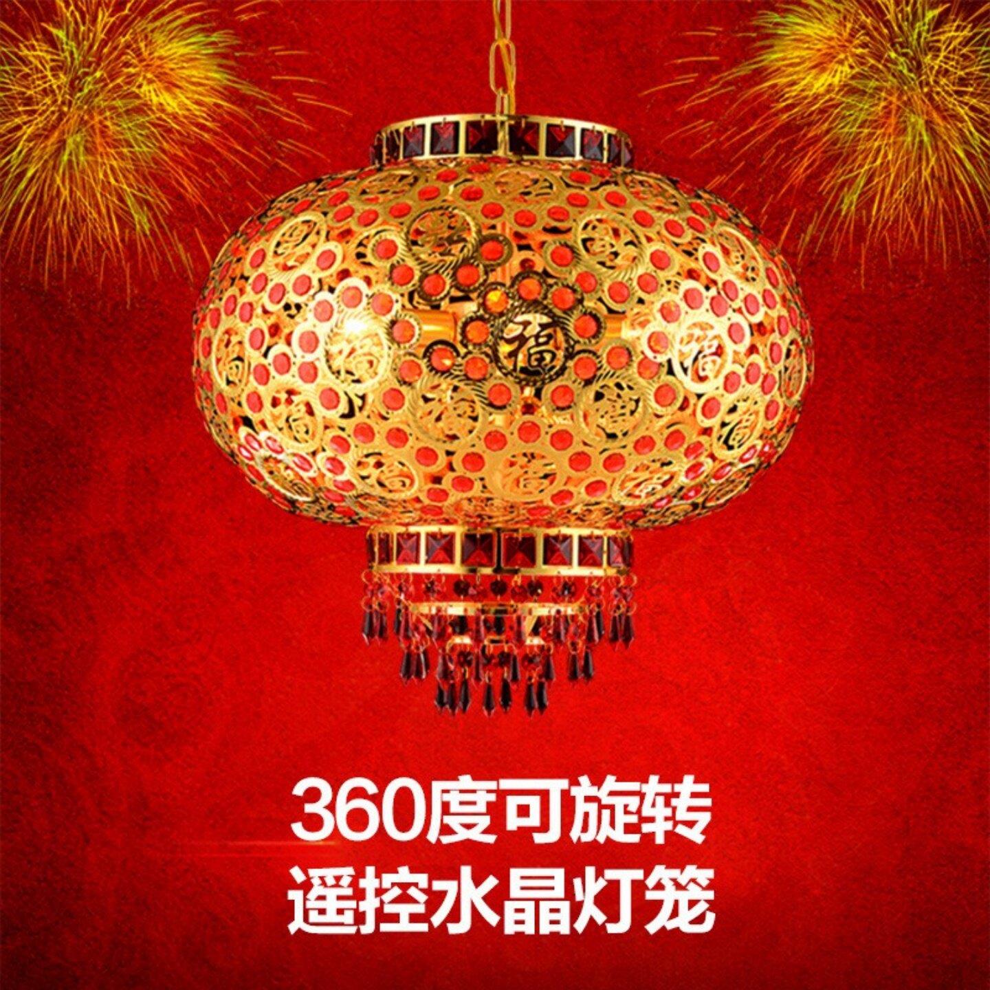 大红阳台灯笼吊灯走马灯挂饰春节结婚水晶大门电led乔迁旋转灯笼