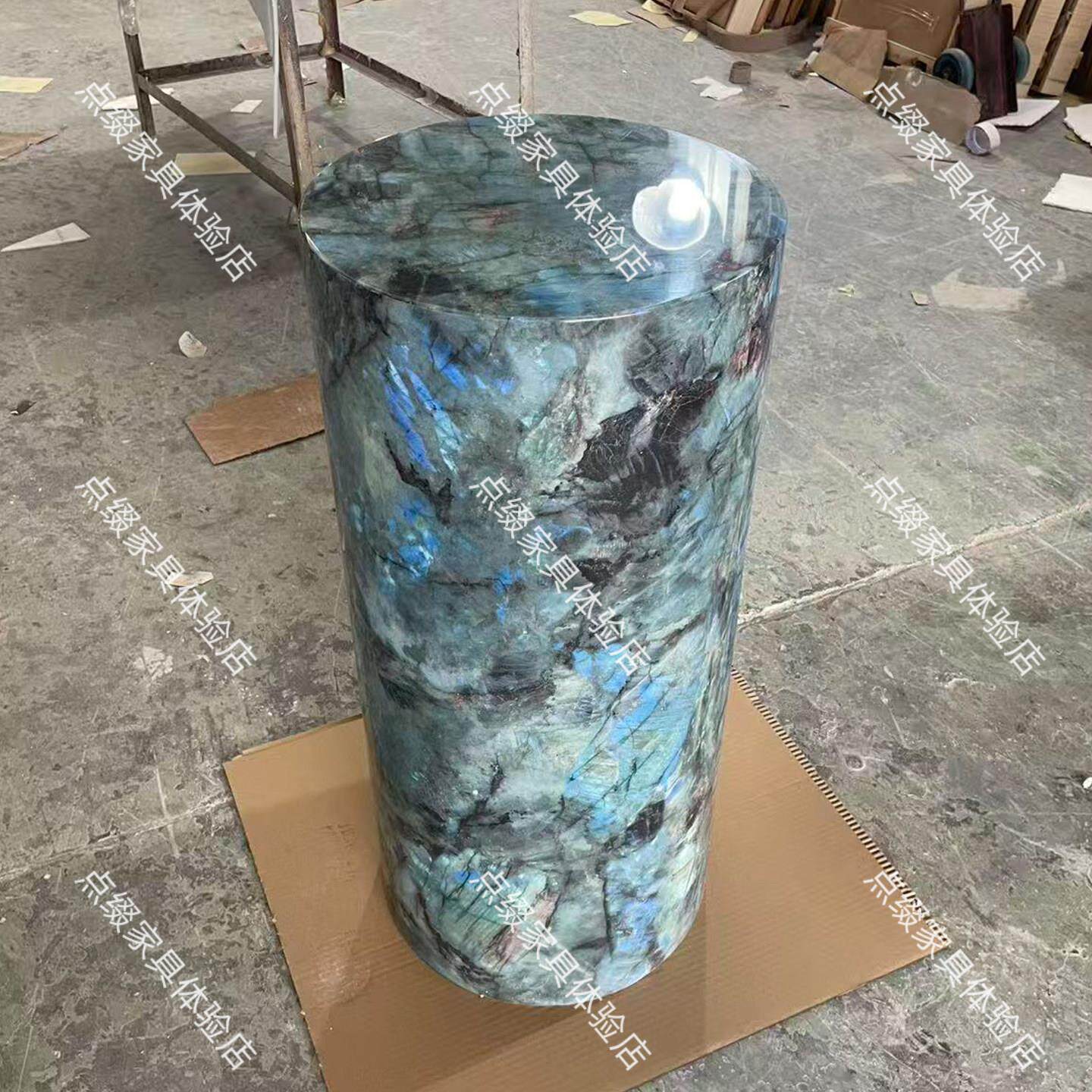 大理石圆形立柱摆件底座玄关落地高低展示台装饰墩子花架高端
