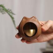 多巴胺门铃乌檀木招财猫进门铃创意磁吸家居装 饰治愈实木门铃挂件