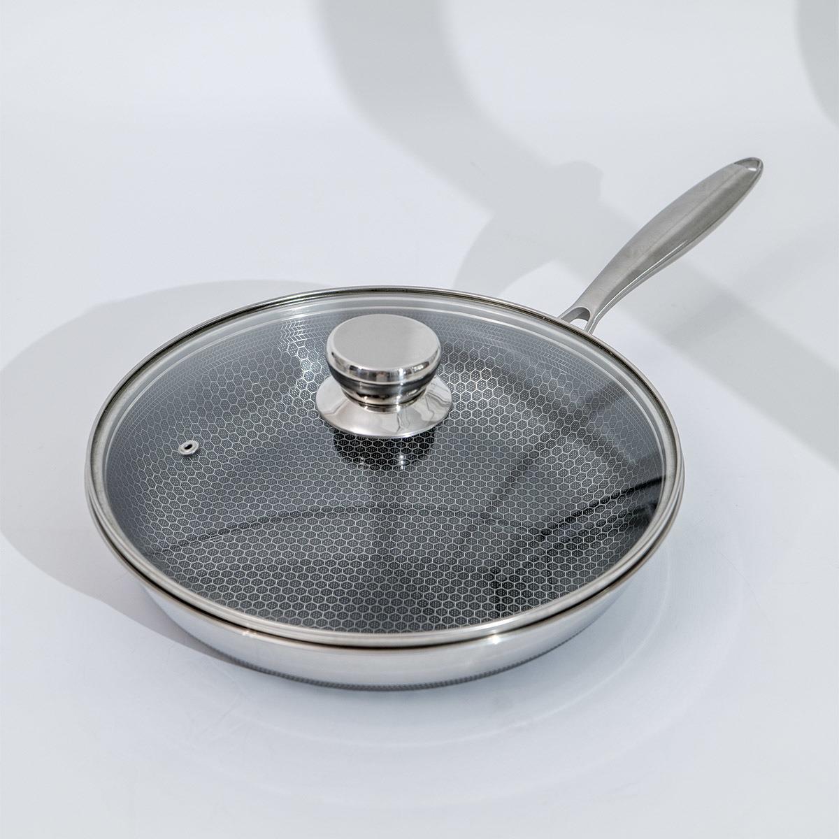 品牌尾货 原100+ 304不锈钢煎锅 蜂窝平底锅 28CM