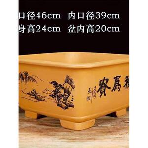 宜兴紫砂花盆陶瓷盆四方形室内植物梅花榕树老桩金弹子精品盆景