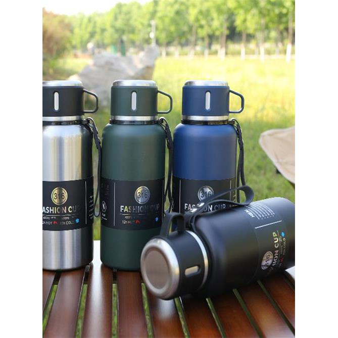 全钢按压出水保温壶户外大容量保温杯316不锈钢运动水杯1500ml-1L