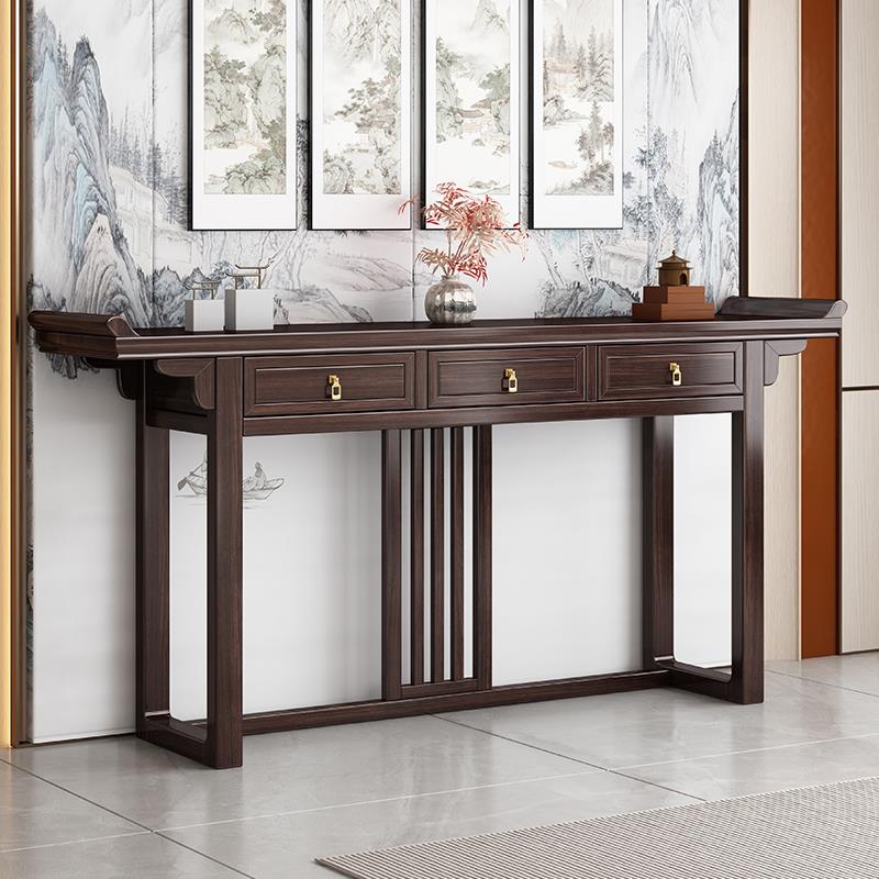 实木中堂六件套新中式供桌条案农村堂屋供台佛台家用八仙桌条几