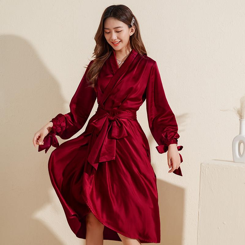 结婚晨袍女新娘婚礼法式复古醋酸绸缎小礼服伴娘睡袍定制高级感