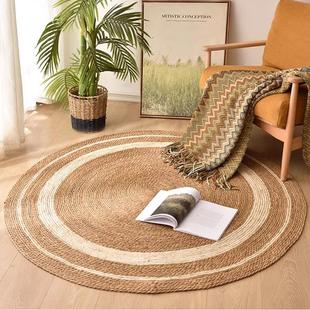 北欧藤编地垫蒲草编织地毯民宿草编装饰垫子客厅圆形茶几垫摄影垫