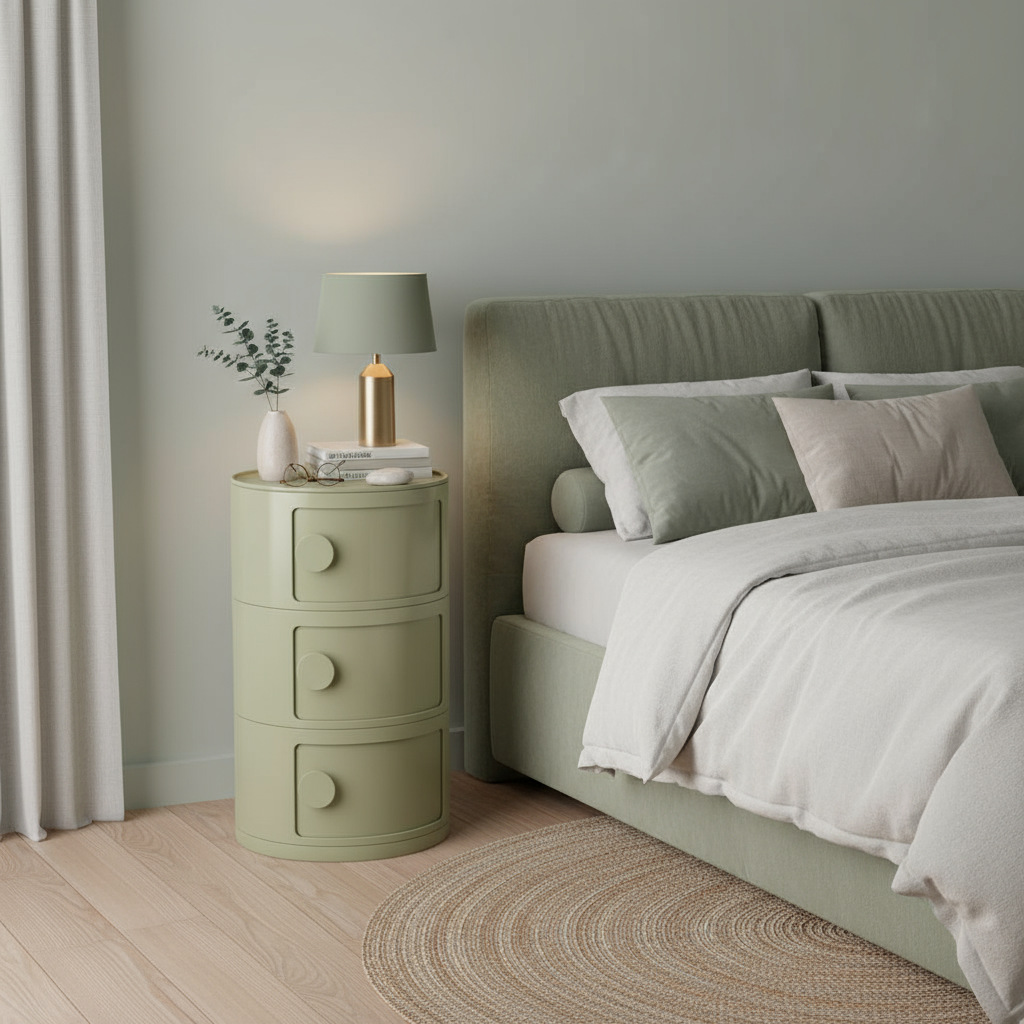 床头柜现代网红设计感家用简约北欧风圆形创意小柜子迷你塑料边柜