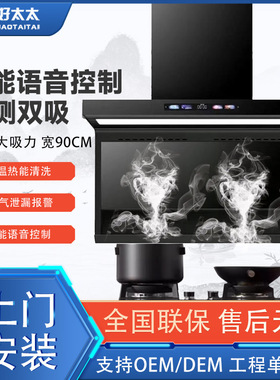 抽油烟机家用大吸力7字型吸顶侧双吸高温热能清洗AI智能变频