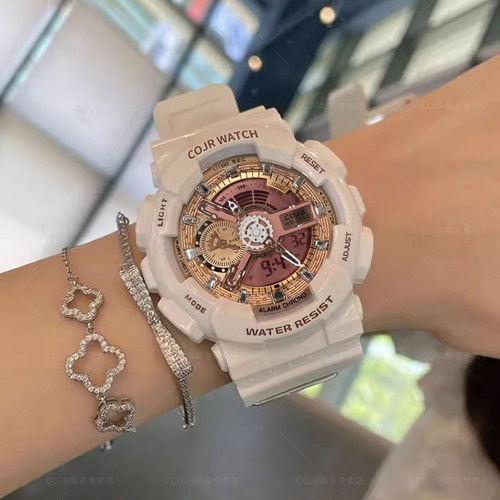 韩系学院风机械运动手表防水闹钟