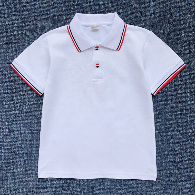 小学生夏季校服polo衫短袖男童女童白色t恤中大童装学院班服园服
