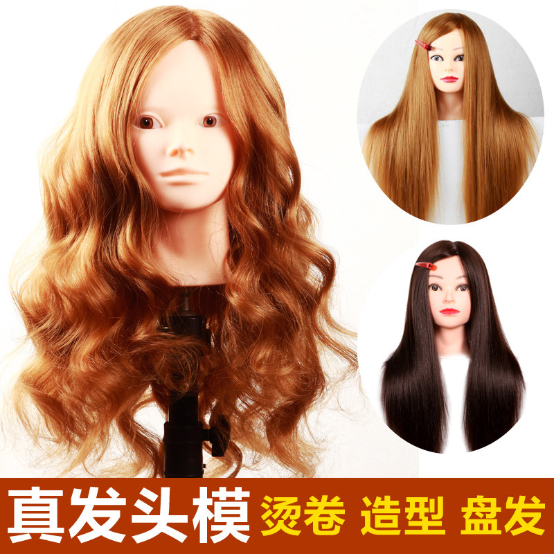 假发模特头假人头全真发可烫卷吹编发盘发造型头模型练习头模