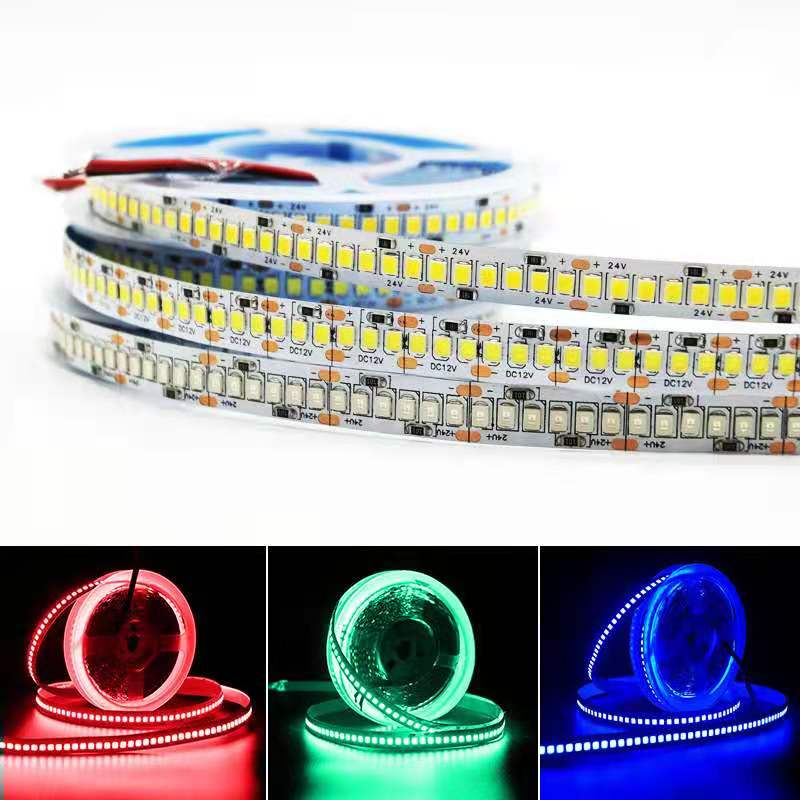 led灯带12V24V低压2835贴片自粘240软灯条超亮裸板装饰展柜线条灯