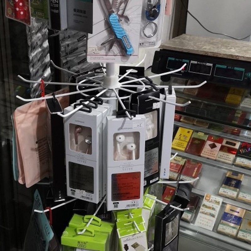 落地黑白色七层货架围巾架汽车挂件架手机配件挂架旋转饰品展示架