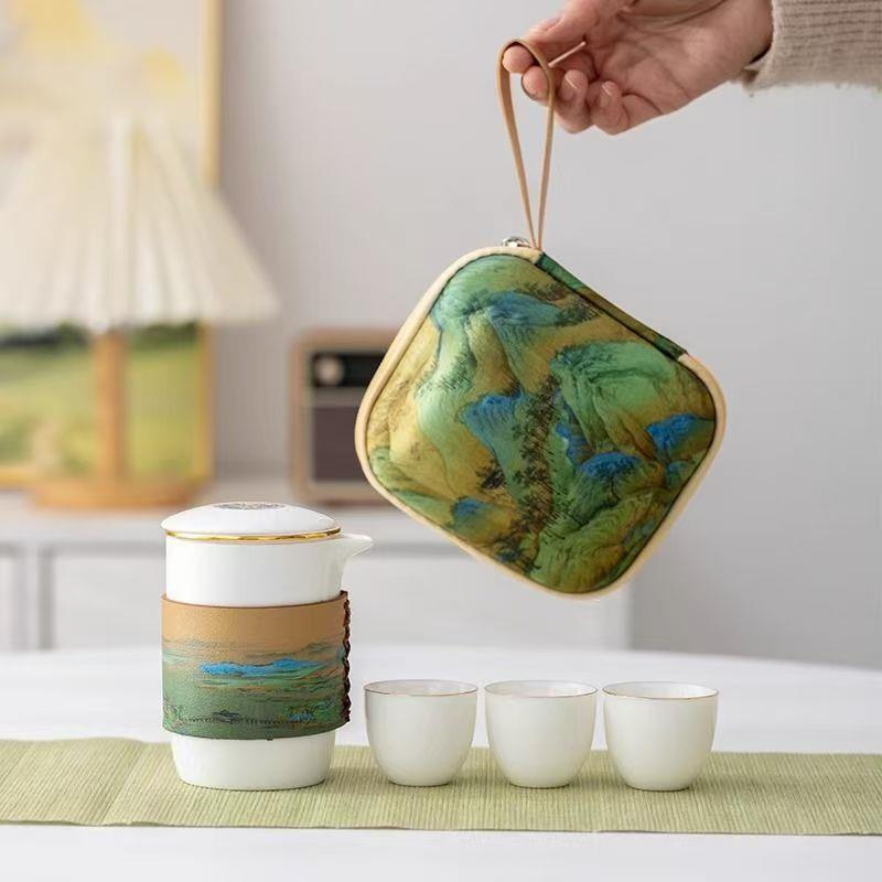 千里江山便携式旅行茶具套装功夫户外快杯汽车便携式露营商务旅行