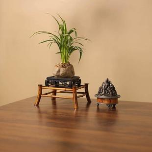 梅洛竹竹花桌小茶几壶架储物架香炉绿色植物装饰中性博古架展示架