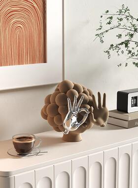 高端植绒个性抽象小雕塑艺术家居装饰客厅无障碍豪华壁龛饰品