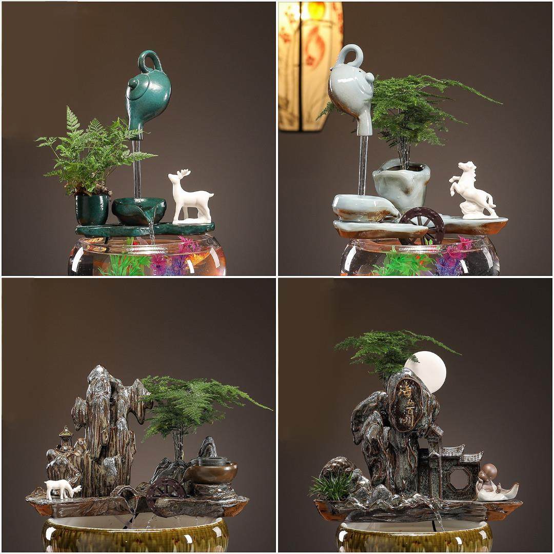 陶瓷鱼缸流水摆件鱼池鱼盆装饰增氧造景自动循环水过滤器大号横杆,家居饰品,装饰摆件,淘宝优惠券,粉丝福利购,淘宝优惠卷