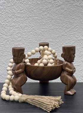 中世纪风格样板房售楼处洽谈桌咖啡桌桌面小吃收纳托盘非洲特色抽