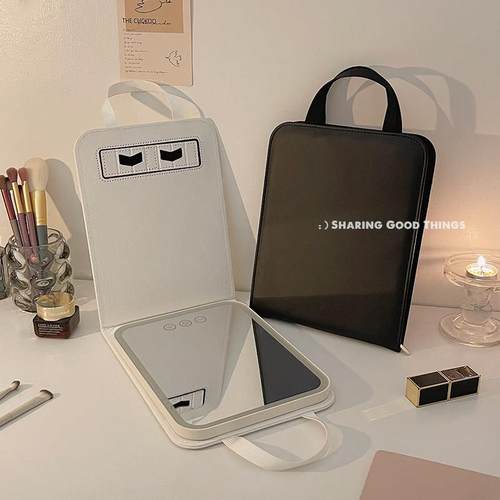 化妆镜台式桌面led带灯可立梳妆镜学生宿舍卧室便携式可折叠镜子