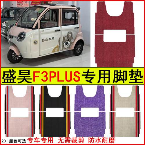 适用盛昊F3PLUS四门电动三轮车脚垫专车专用耐磨防水防滑皮革踏垫
