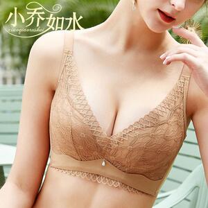 小乔如水1975薄款无钢圈文胸无痕内衣聚拢透气蕾丝胸罩女2021夏
