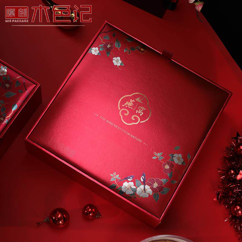 燕窝包装盒 礼品盒高档燕窝礼盒包装干燕盏盒子100G红色礼盒推荐