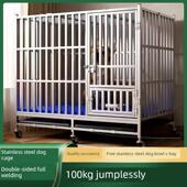 不锈钢狗笼大狗笼可折叠中狗方形管与厕所室内边境牧羊犬宠物金毛