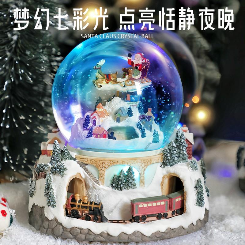 耶诞节雪花水晶球音乐盒八音盒旋转送女朋友闺蜜女孩儿童生日礼物