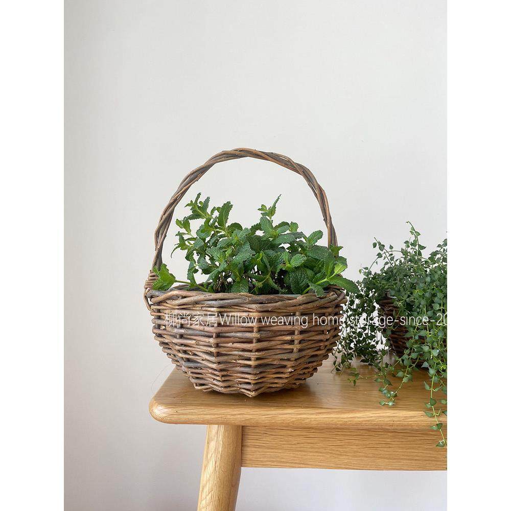 覆古手工柳编藤编花盆套盆花篮手提篮子插花绿萝阳台家居装饰花器,家居饰品,花篮,淘宝优惠券,粉丝福利购,淘宝优惠卷