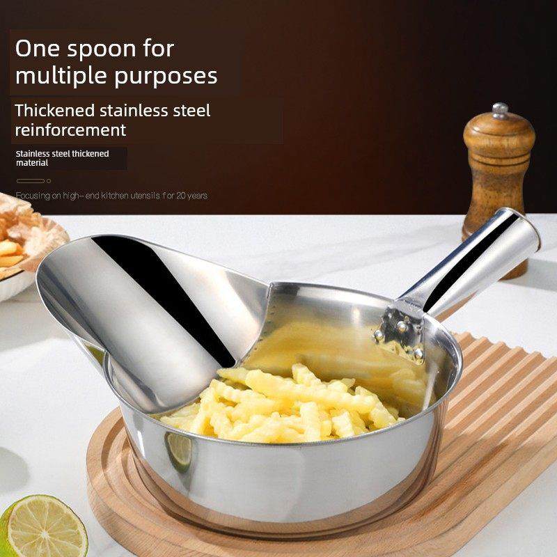 联娜不锈钢鸭嘴勺打包盆拌撒瓢料炸鸡柳排薯条铲子大漏斗装袋商用,厨房/烹饪用具,漏勺/滤网勺,淘宝优惠券,粉丝福利购,淘宝优惠卷