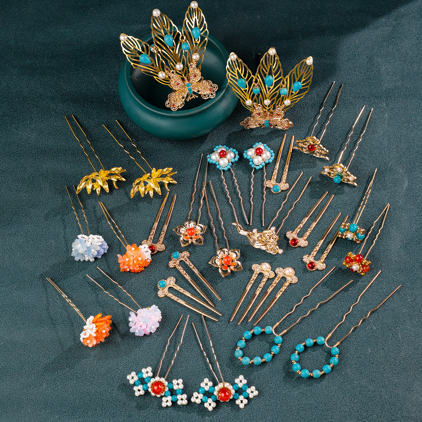 古风汉服发饰手工发钗花朵发饰