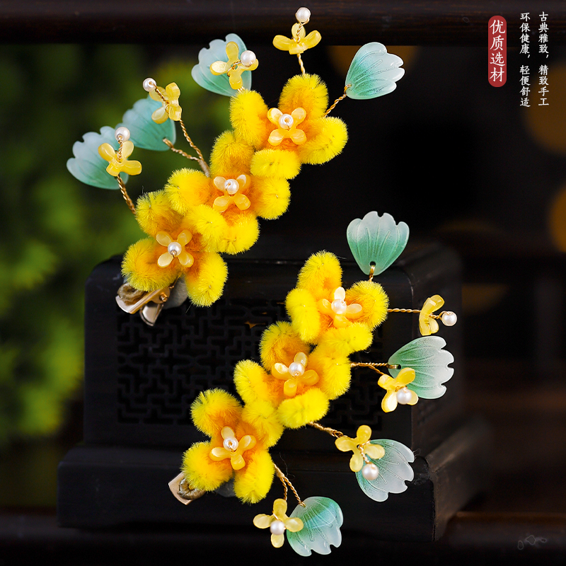 古典桂花新中式发夹旗袍边夹