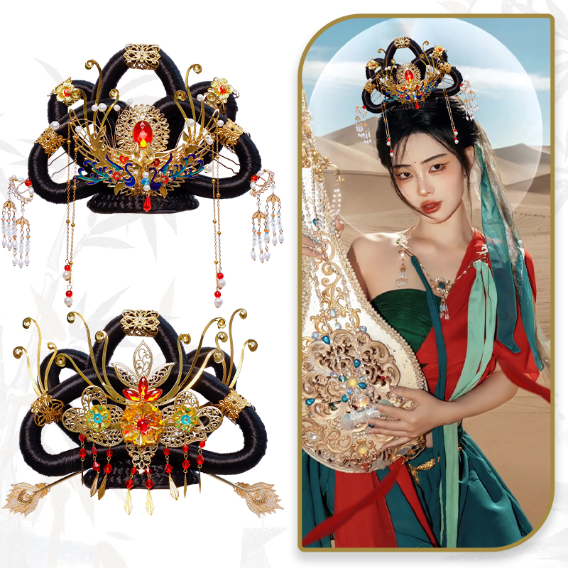 敦煌飞天假发圣女光环发冠古风