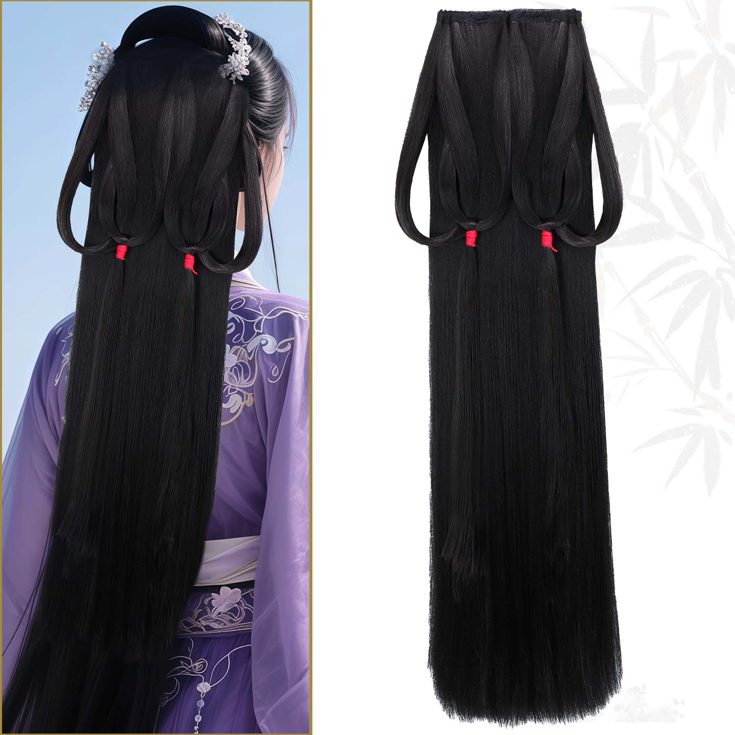 古风汉服一体式懒人后披发