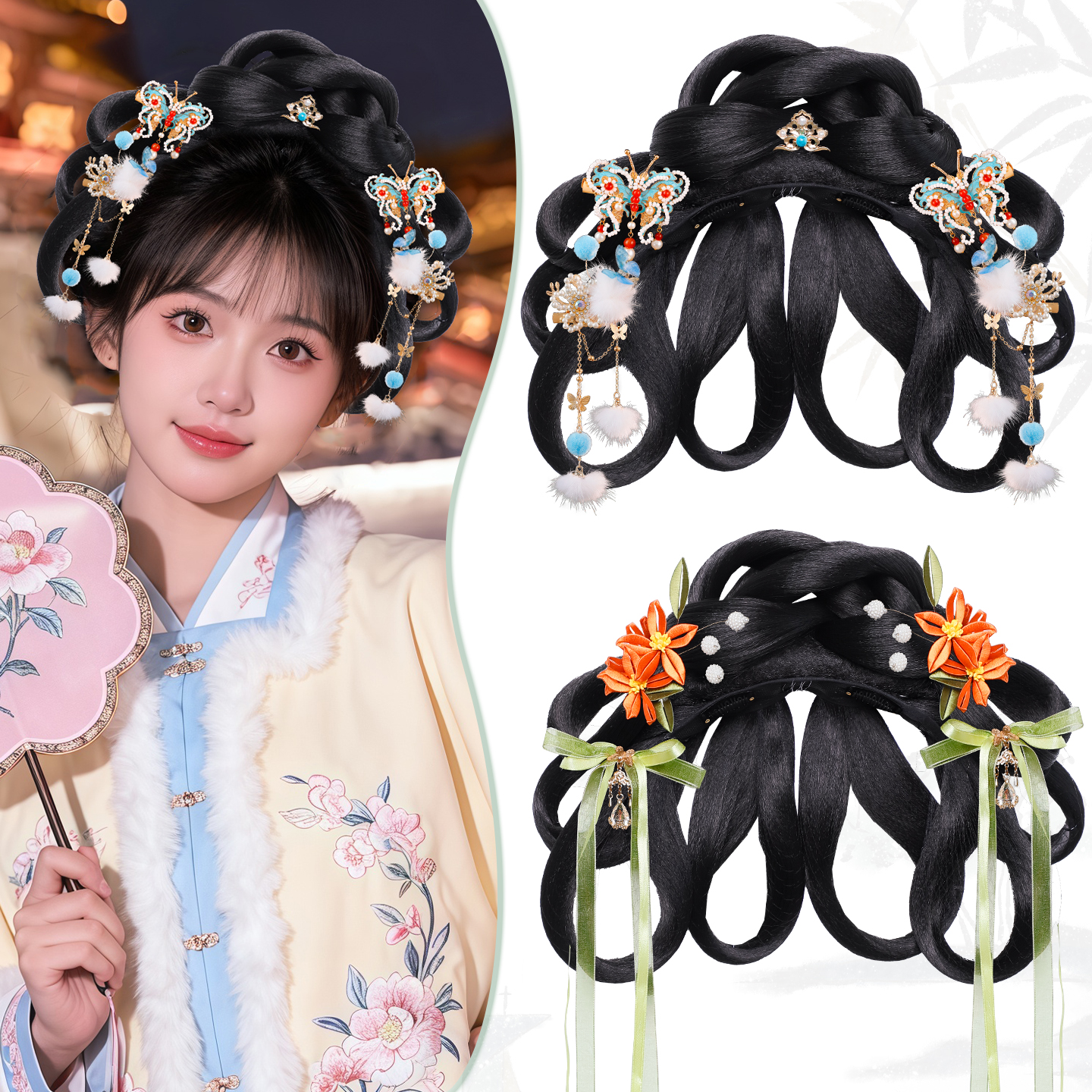 古风汉服假发包一体式发箍发髻