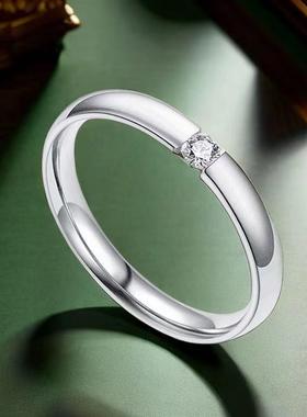 不锈钢钛钢戒指不掉色小众设计ins风饰品镶钻素圈男士代爆款