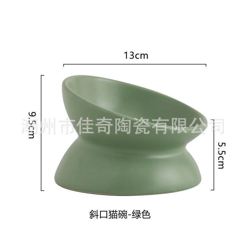 饮水陶瓷猫碗狗碗黑色护颈防打翻猫咪食盆宠物碗猫食碗跨境专爆款