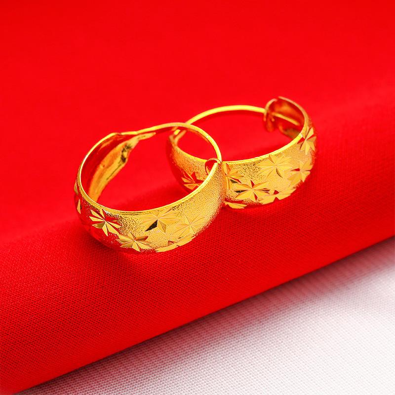 越南沙金欧币金首饰沙金老太太满天星耳环女仿黄金镀金圆形耳爆款