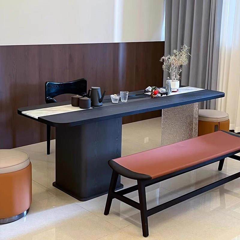 新中式2025岩板实木家用茶桌椅轻奢高级感办公室茶室胡桃木泡茶台,住宅家具,家用茶台/茶桌,淘宝优惠券,粉丝福利购,淘宝优惠卷