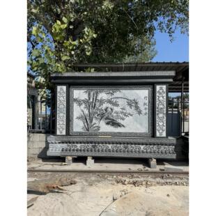 石雕影壁墙青石彷古浮雕迎门照壁中式福字屏风庭院装饰壁画背景墙